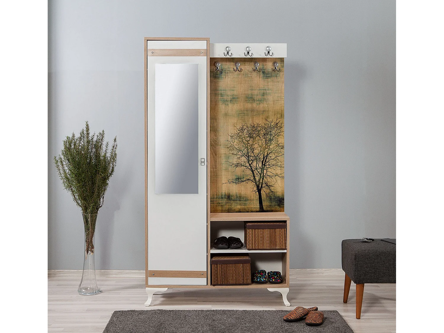 Aparador de hall – 100 cm x 190 cm – Carvalho Sonoma – Melamina