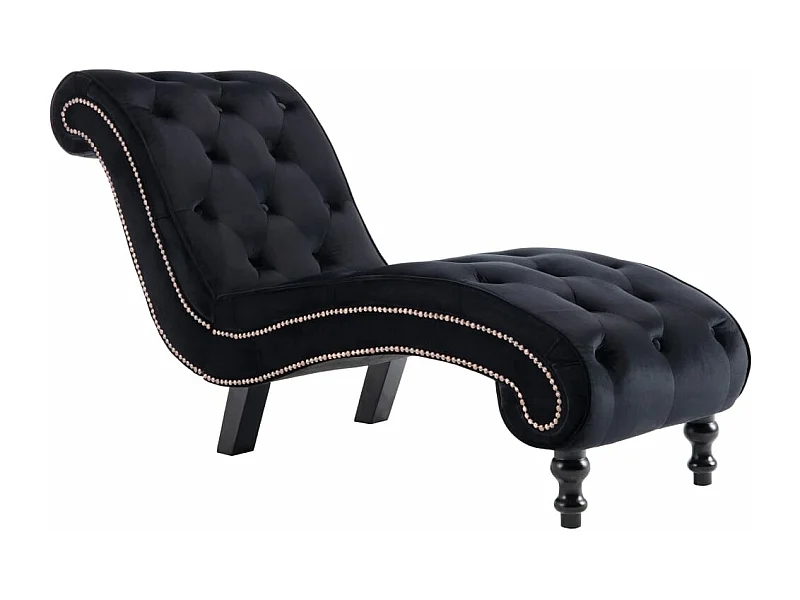Turlock  Chaise longue fluweel zwart