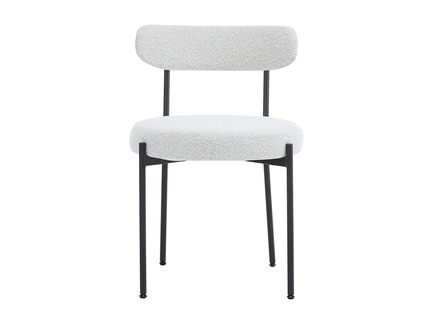 Set di 6 sedie per sala da pranzo - 48 x 56 x 74 cm - Tessuto Bouclè - Senza braccioli - Gambe in metallo - Bianco