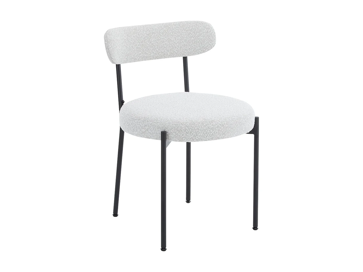 Set di 6 sedie per sala da pranzo - 48 x 56 x 74 cm - Tessuto Bouclè - Senza braccioli - Gambe in metallo - Bianco