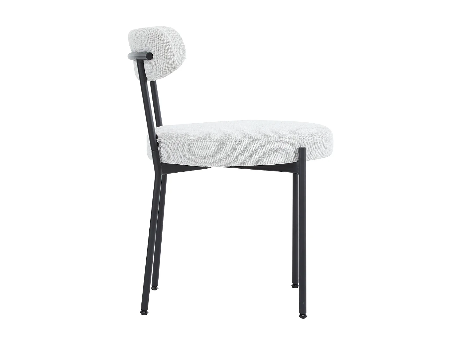 Set di 6 sedie per sala da pranzo - 48 x 56 x 74 cm - Tessuto Bouclè - Senza braccioli - Gambe in metallo - Bianco