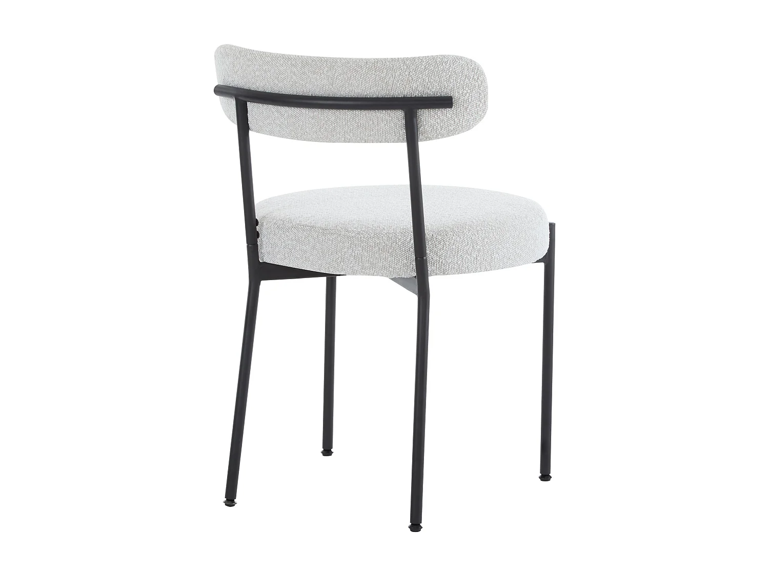 Set di 6 sedie per sala da pranzo - 48 x 56 x 74 cm - Tessuto Bouclè - Senza braccioli - Gambe in metallo - Bianco