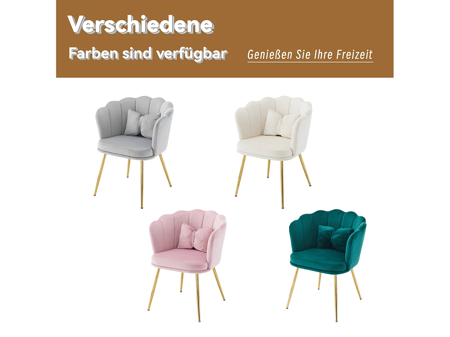 Chaise de salle à manger en velours - 62 x 54.5 x 77 cm - avec dossier - Pieds en métal - Beige