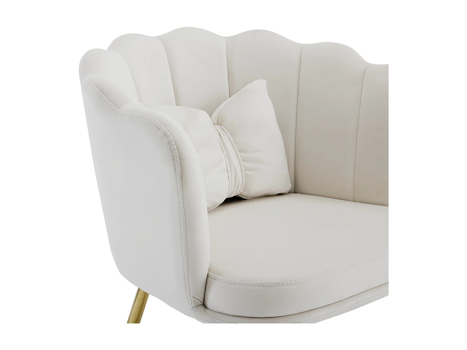 Set van 6 fluwelen eetkamerstoelen - 62 x 54,5 x 77 cm - met rugleuning - metalen poten - Beige