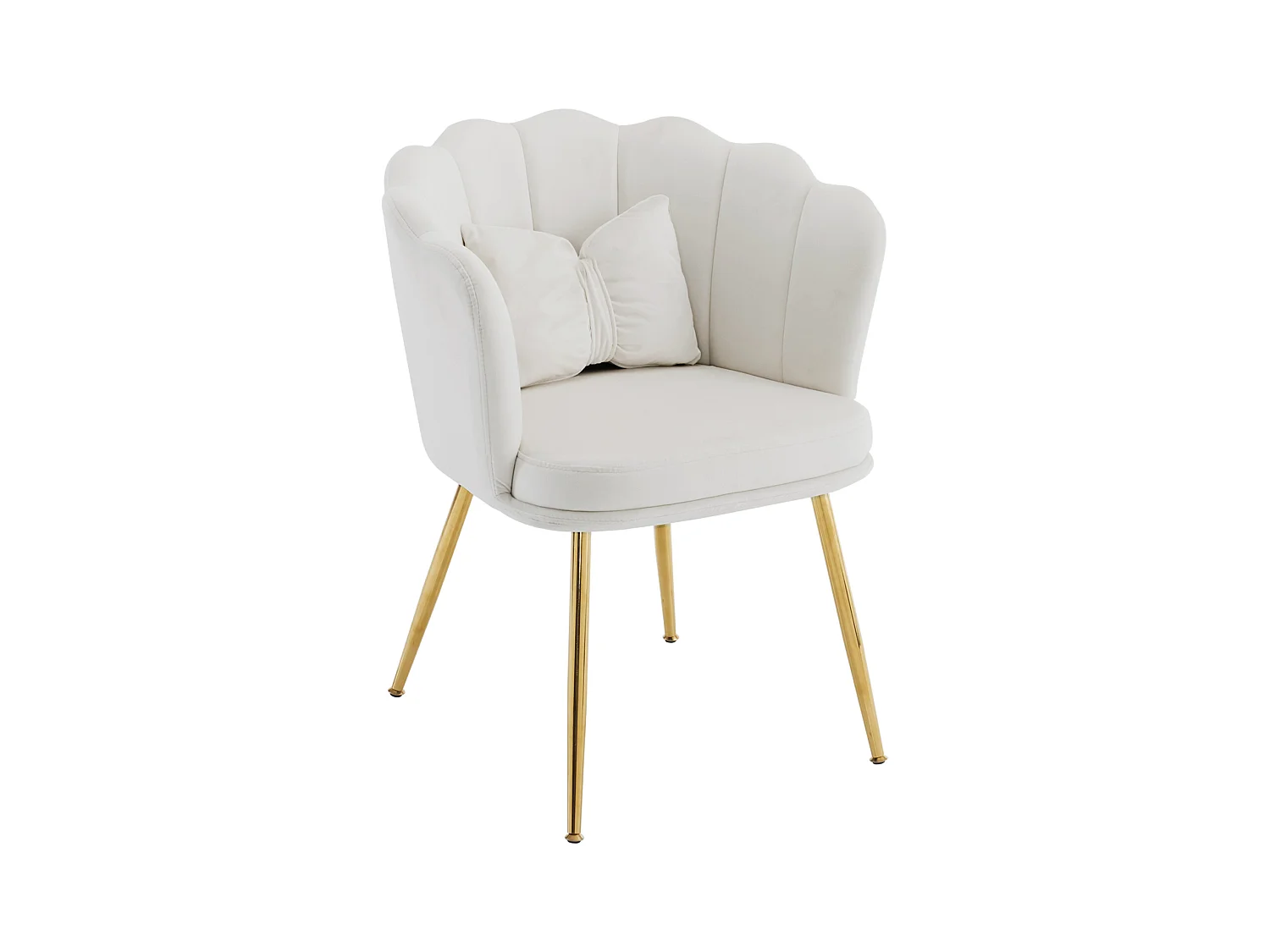 Set van 6 fluwelen eetkamerstoelen - 62 x 54,5 x 77 cm - met rugleuning - metalen poten - Beige