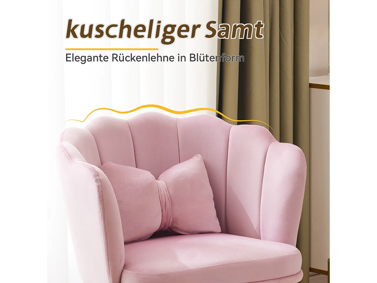 Set aus 2 Samt-Esszimmerstühlen – 62 x 54,5 x 77 cm – mit Rückenlehne – Metallbeine – Rosa