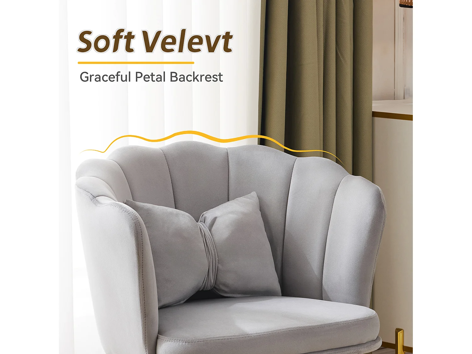 Lot de 2 chaises de salle à manger en velours - 62 x 54.5 x 77 cm - avec dossier - Pieds en métal - Gris