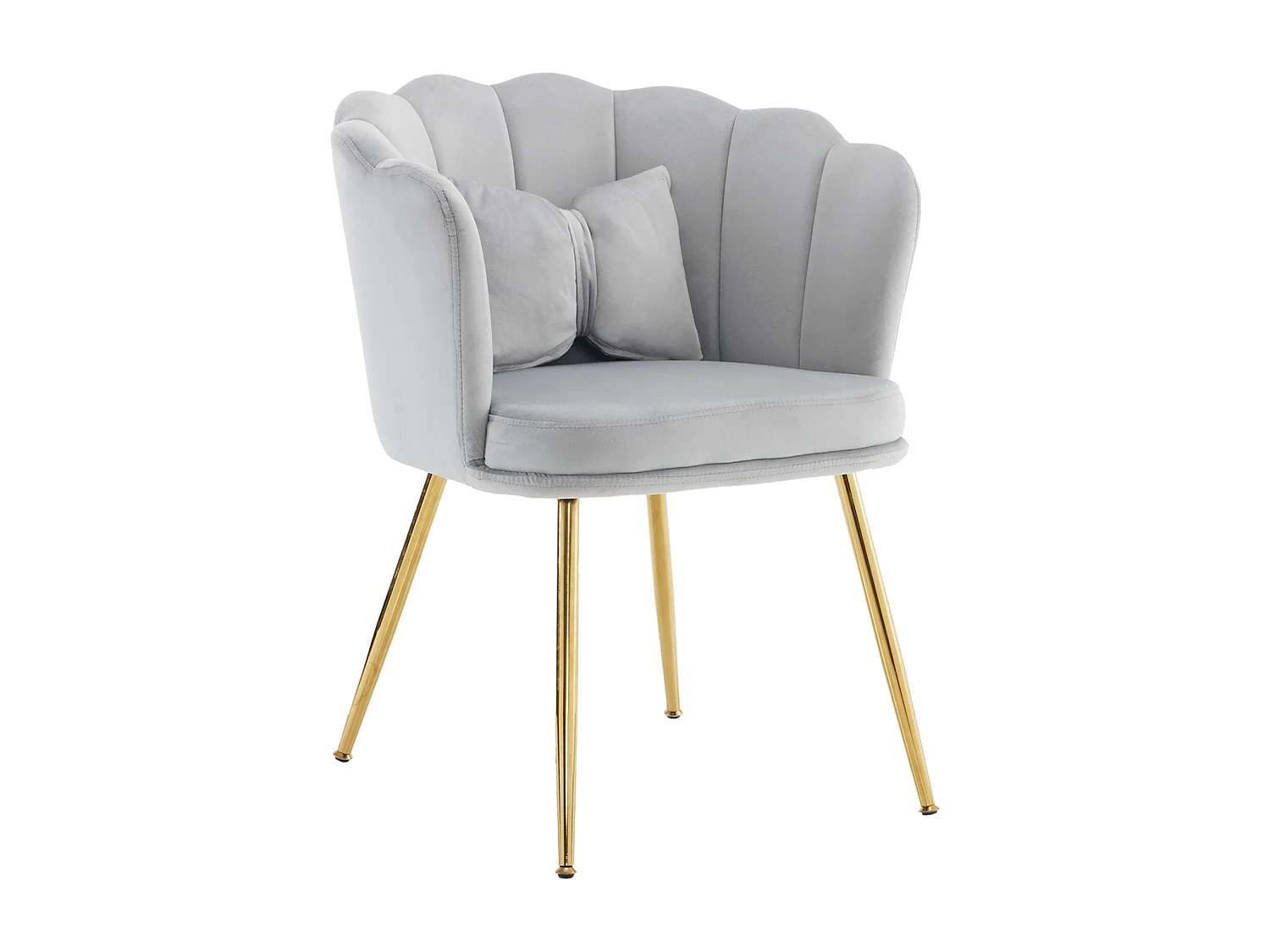 Lot de 6 chaises de salle à manger en velours - 62 x 54.5 x 77 cm - avec dossier - Pieds en métal - Gris