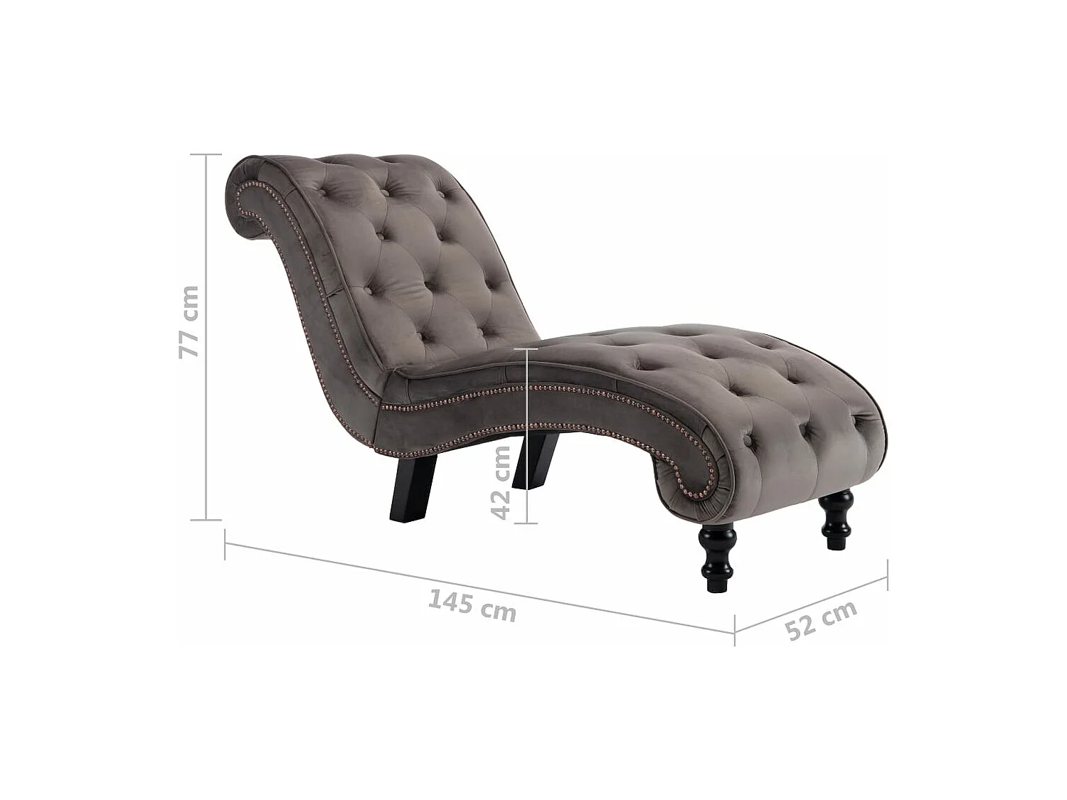 Turlock  Chaise longue Velours Gris