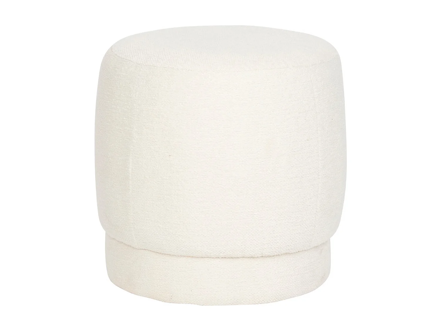 Pouf rond en tissu coloris blanc - diamètre 39 x Hauteur  40 cm