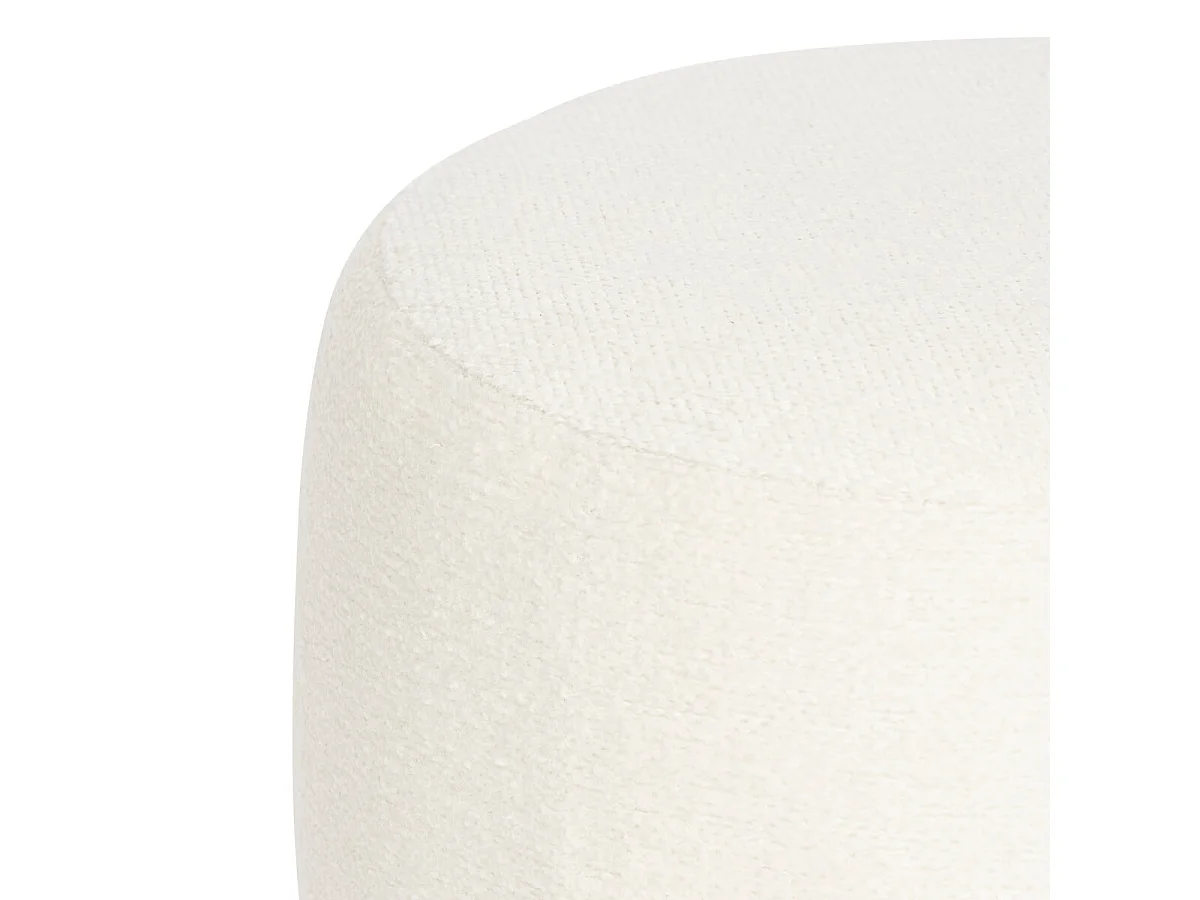 Pouf rond en tissu coloris blanc - diamètre 39 x Hauteur  40 cm