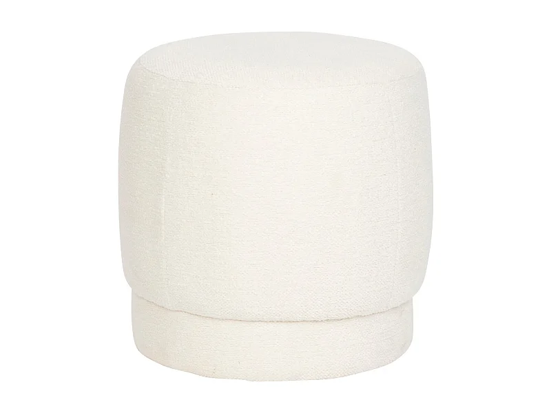 Pouf rond en tissu coloris blanc - diamètre 39 x Hauteur  40 cm