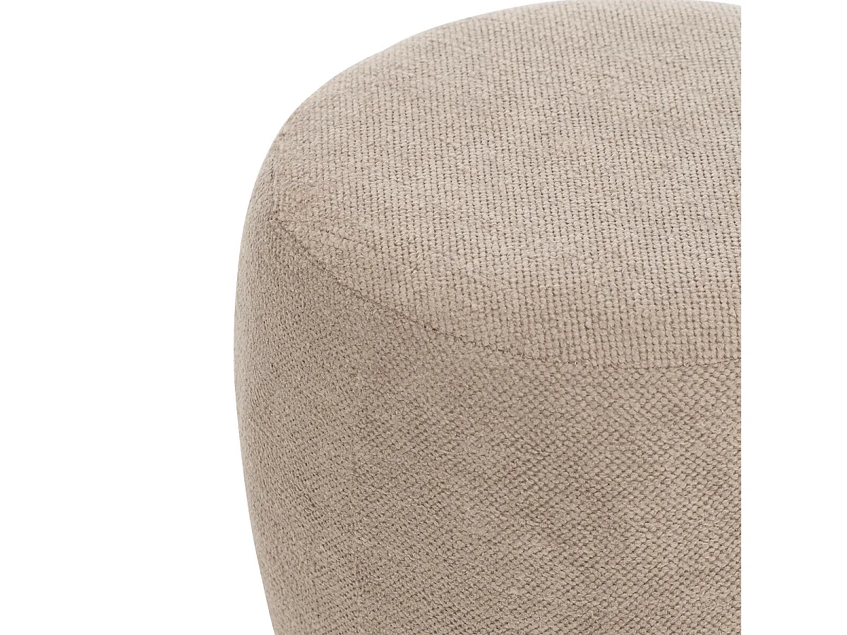 Pouf rond en tissu coloris taupe  - diamètre 39  x Hauteur 40 cm