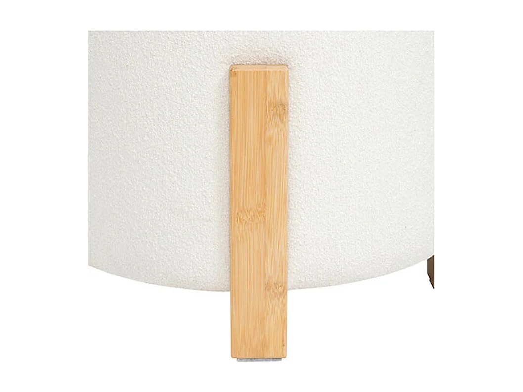 Tabouret d'appoint en bois naturel et tissu coloris Blanc - diamètre 37,5 x Hauteur 32 cm