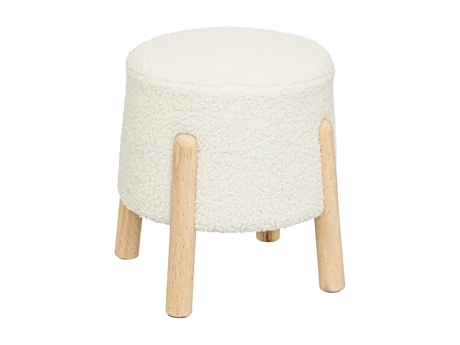 Tabouret d'appoint en bois naturel et tissu coloris  Blanc - Longueur 41 x Profondeur 35 x Hauteur 41,50 cm