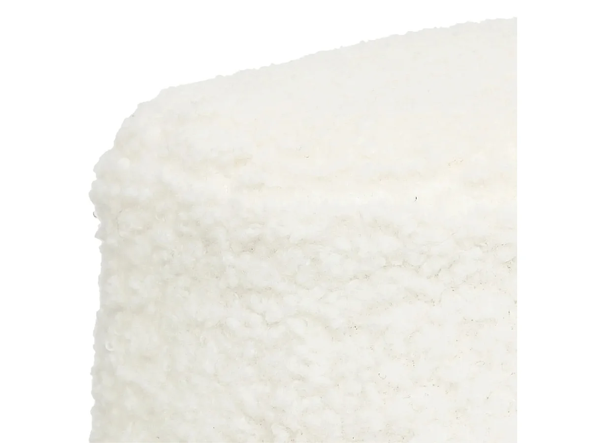 Tabouret d'appoint en bois naturel et tissu coloris  Blanc - Longueur 41 x Profondeur 35 x Hauteur 41,50 cm