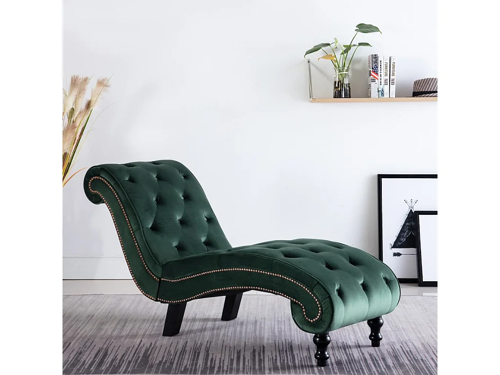 Turlock  Chaise longue Velours Vert