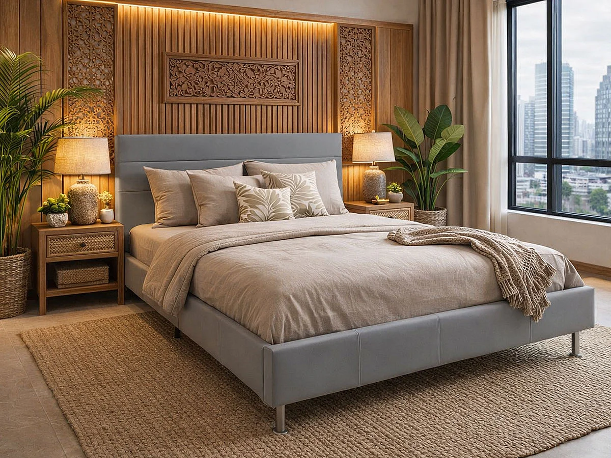 Cama de Casal Star (Cinza)(190×140 cm)