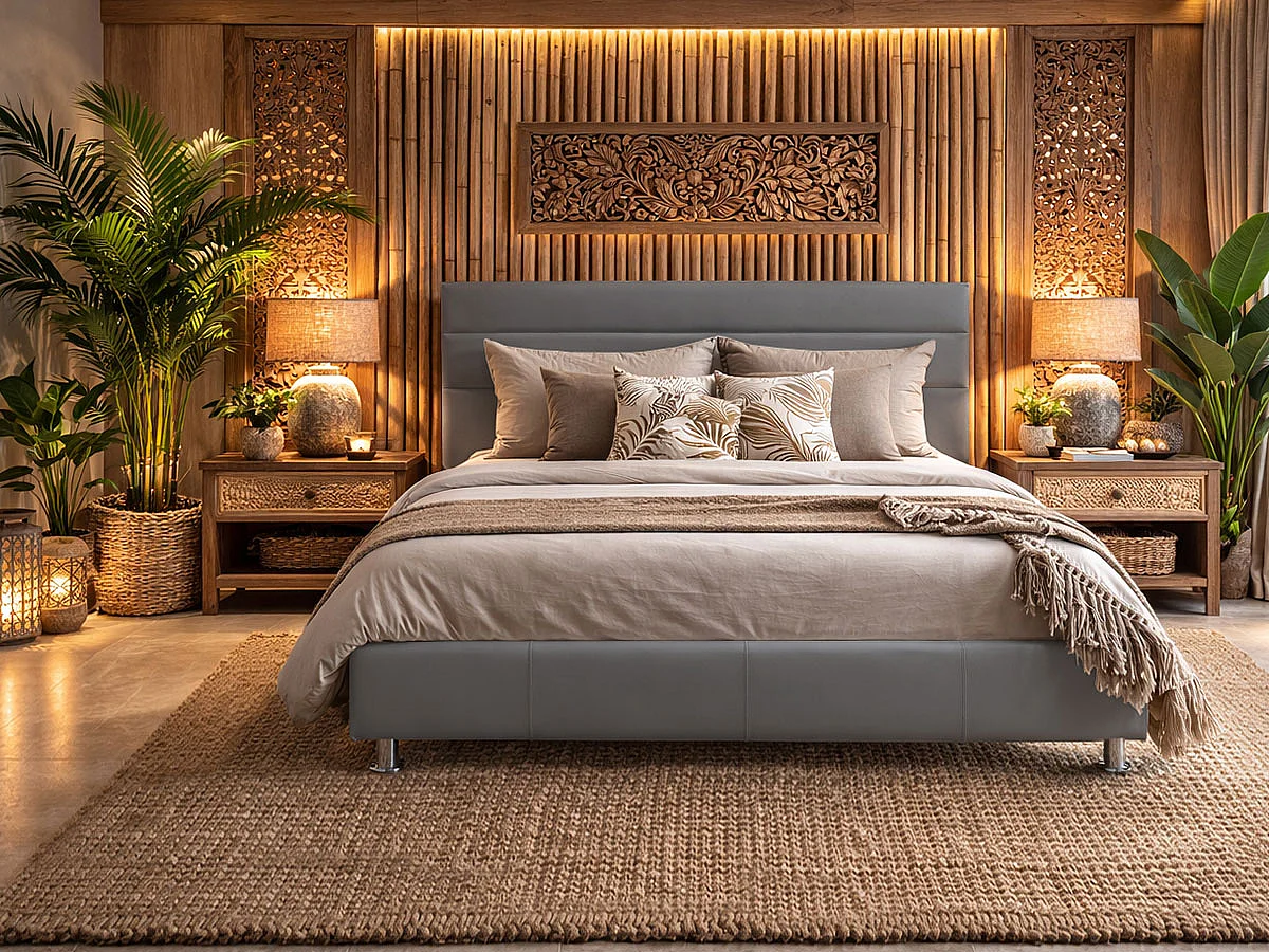 Cama de Casal Star (Cinza)(190×140 cm)