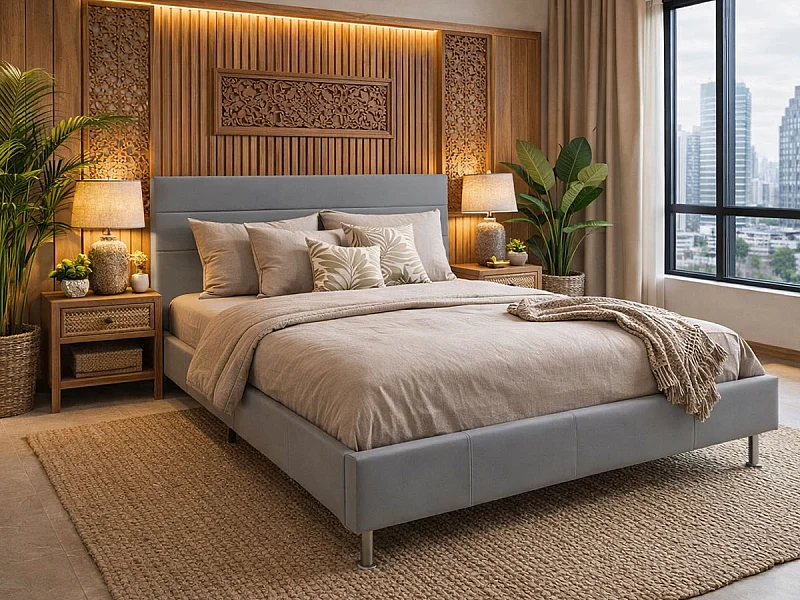 Cama de Casal Star (Cinza)(190×140 cm)