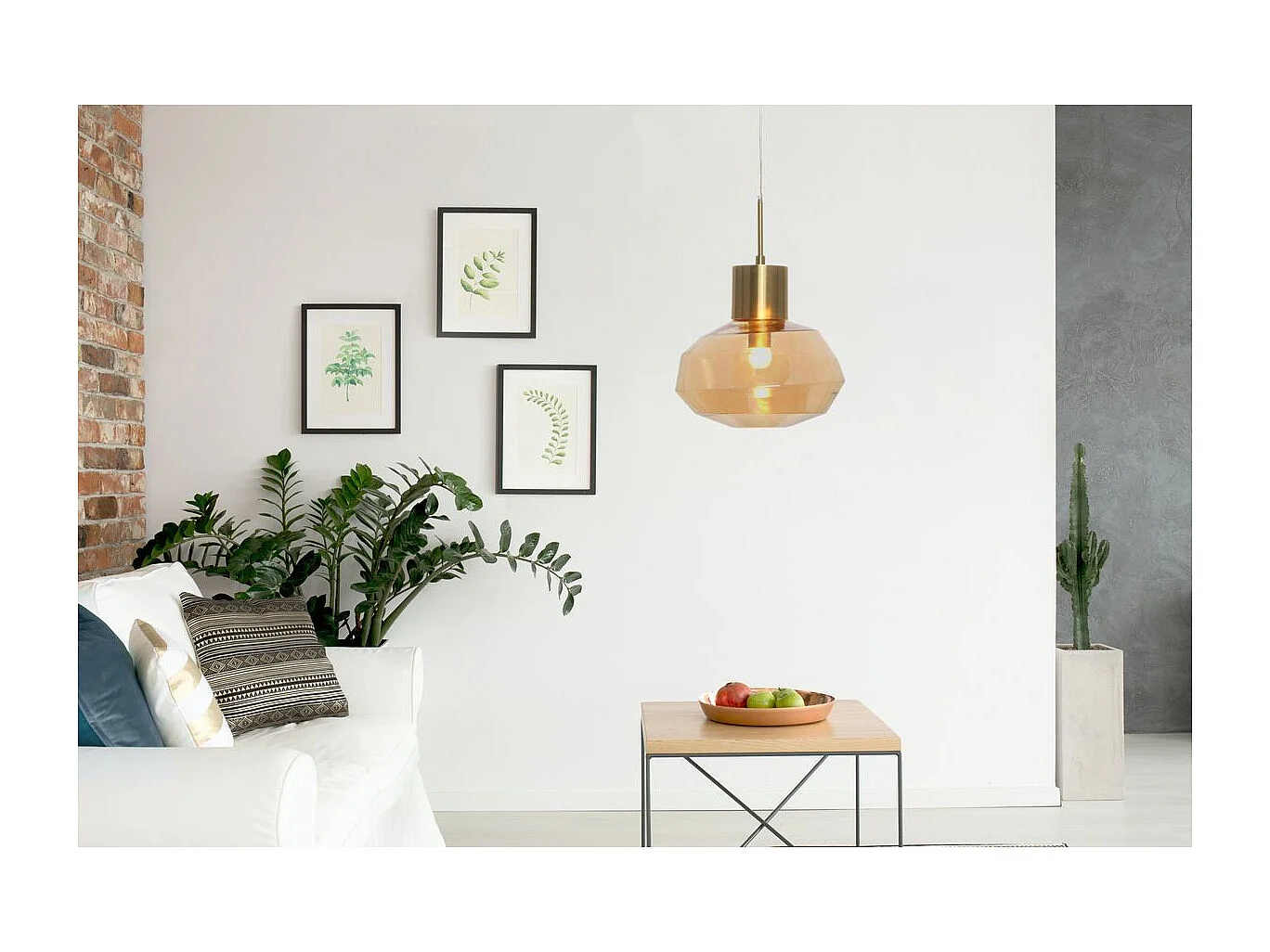 Lampe Suspension Design "Vince" 32cm Ambre