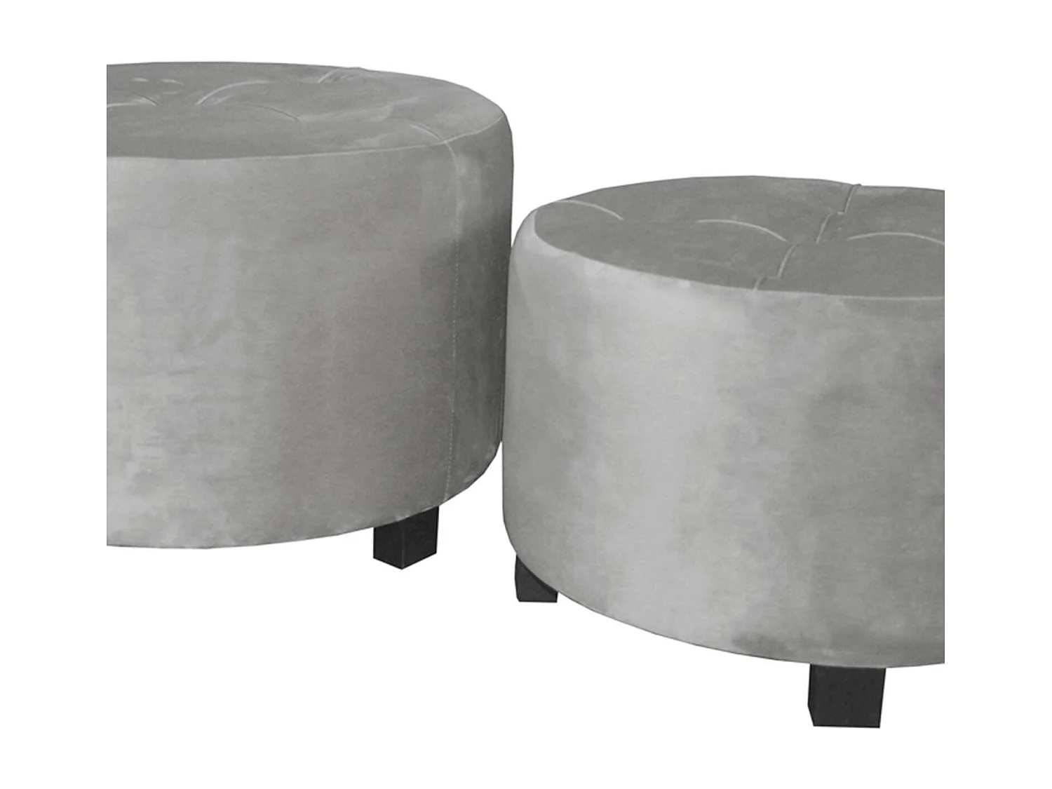 Set de 3 poufs Rondeo Velours Gris