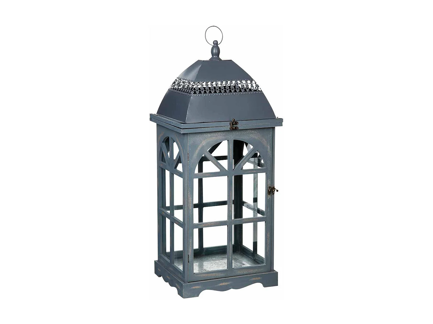 Lot de 2 Lanternes "Bois" 77cm Gris