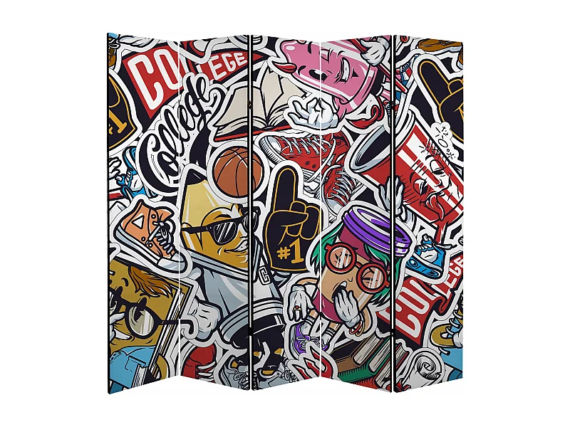 Raumteiler Foto Paravent Textur 225x172 cm beidseitig auf Vlies-Leinwand Bedruckt Trennwand Spanische Wand Sichtschutz Raumtrenner Design Ornament