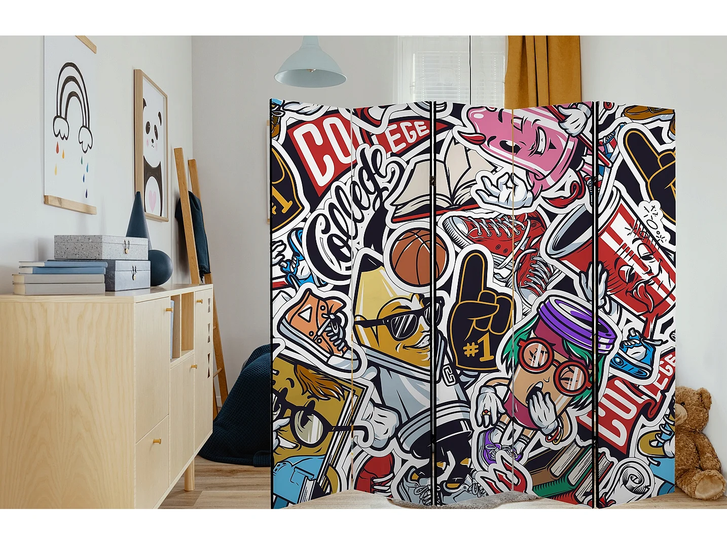 Raumteiler Foto Paravent Textur 225x172 cm beidseitig auf Vlies-Leinwand Bedruckt Trennwand Spanische Wand Sichtschutz Raumtrenner Design Ornament