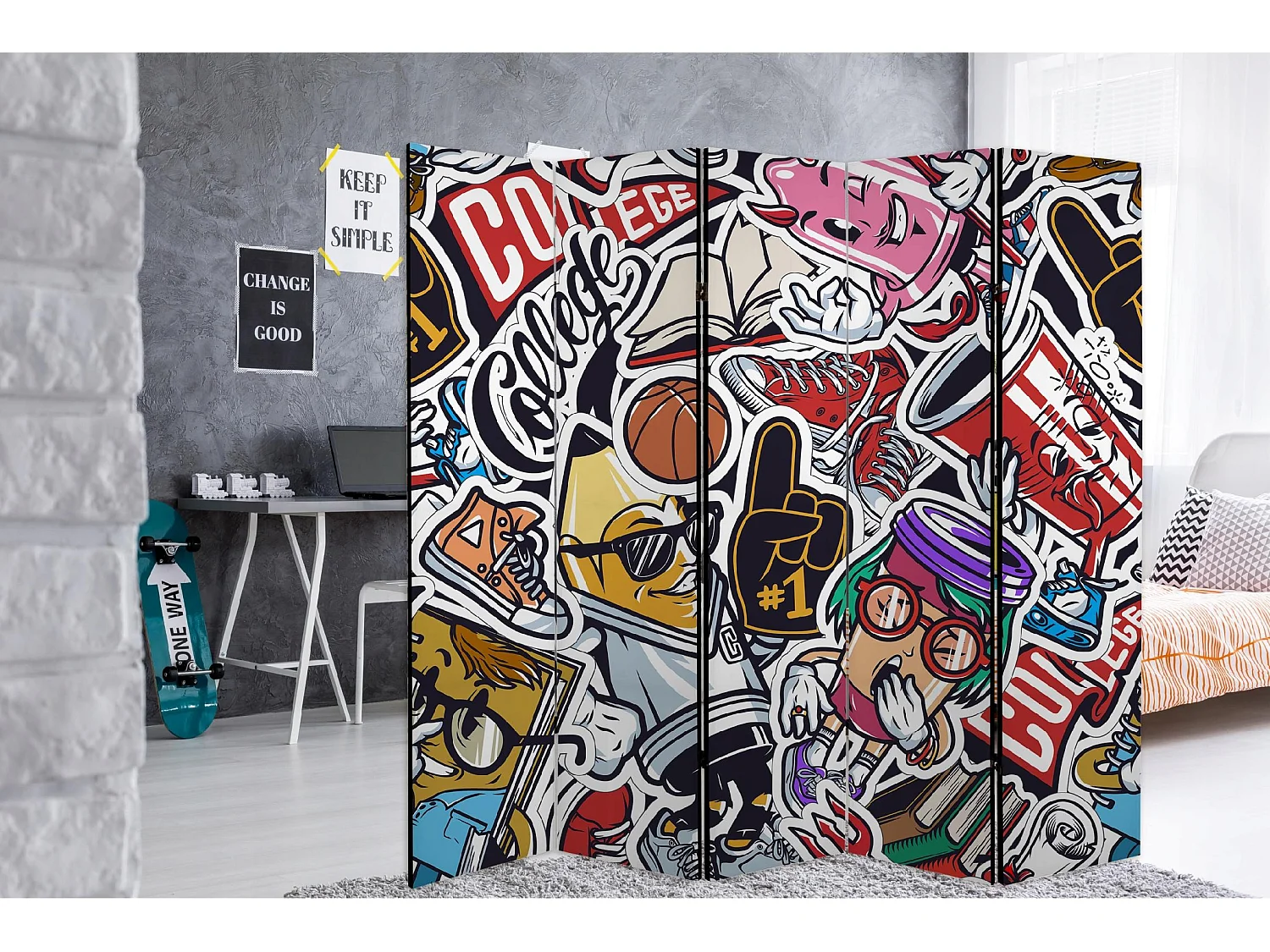 Raumteiler Foto Paravent Textur 225x172 cm beidseitig auf Vlies-Leinwand Bedruckt Trennwand Spanische Wand Sichtschutz Raumtrenner Design Ornament