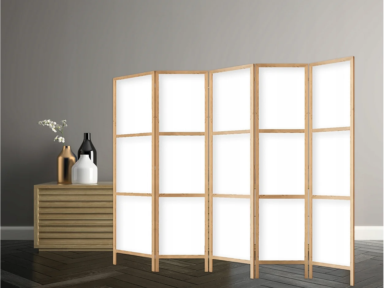 Paravent Innen Raumteiler Holz Japan 225x172 cm 5-teilig Japanische Trennwand Raumtrenner Room Divider Mobiler Sichtschutz Spanische Wand Raum Abtrennung