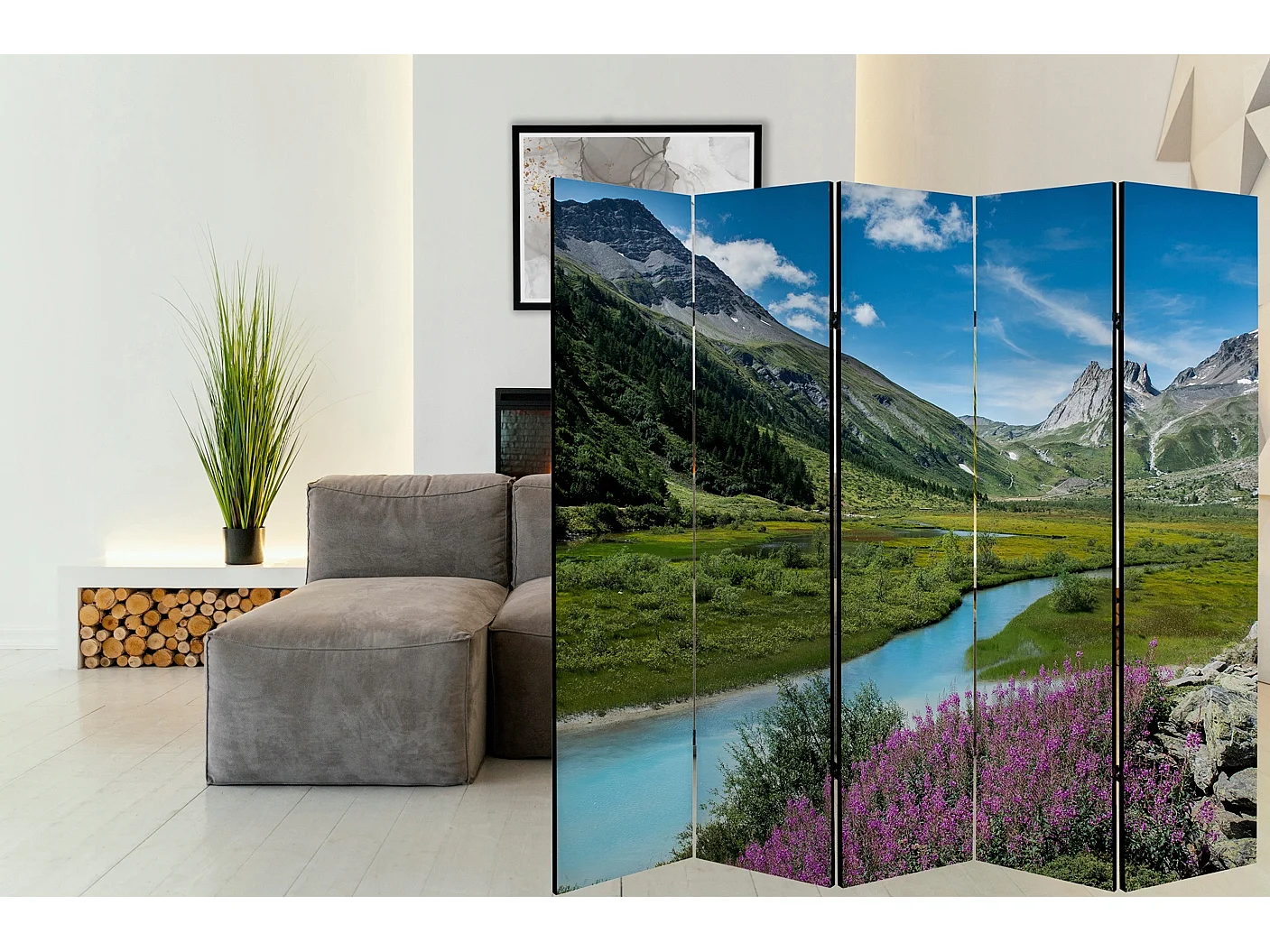 Raumteiler Foto Paravent Textur 225x172 cm beidseitig auf Vlies-Leinwand Bedruckt Trennwand Spanische Wand Sichtschutz Raumtrenner Design Ornament