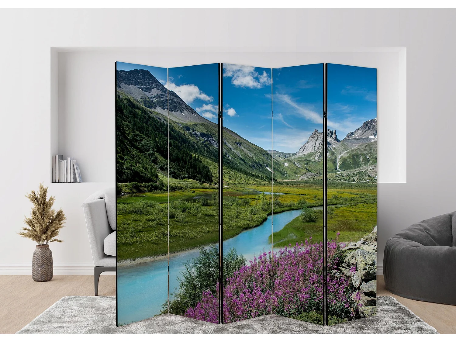 Raumteiler Foto Paravent Textur 225x172 cm beidseitig auf Vlies-Leinwand Bedruckt Trennwand Spanische Wand Sichtschutz Raumtrenner Design Ornament