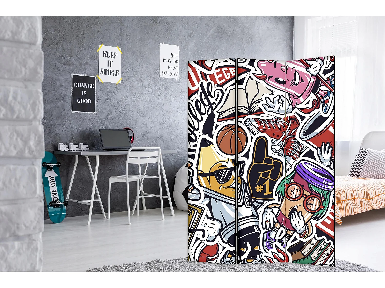 Raumteiler Foto Paravent Textur 135x172 cm beidseitig auf Vlies-Leinwand Bedruckt Trennwand Spanische Wand Sichtschutz Raumtrenner Design Ornament