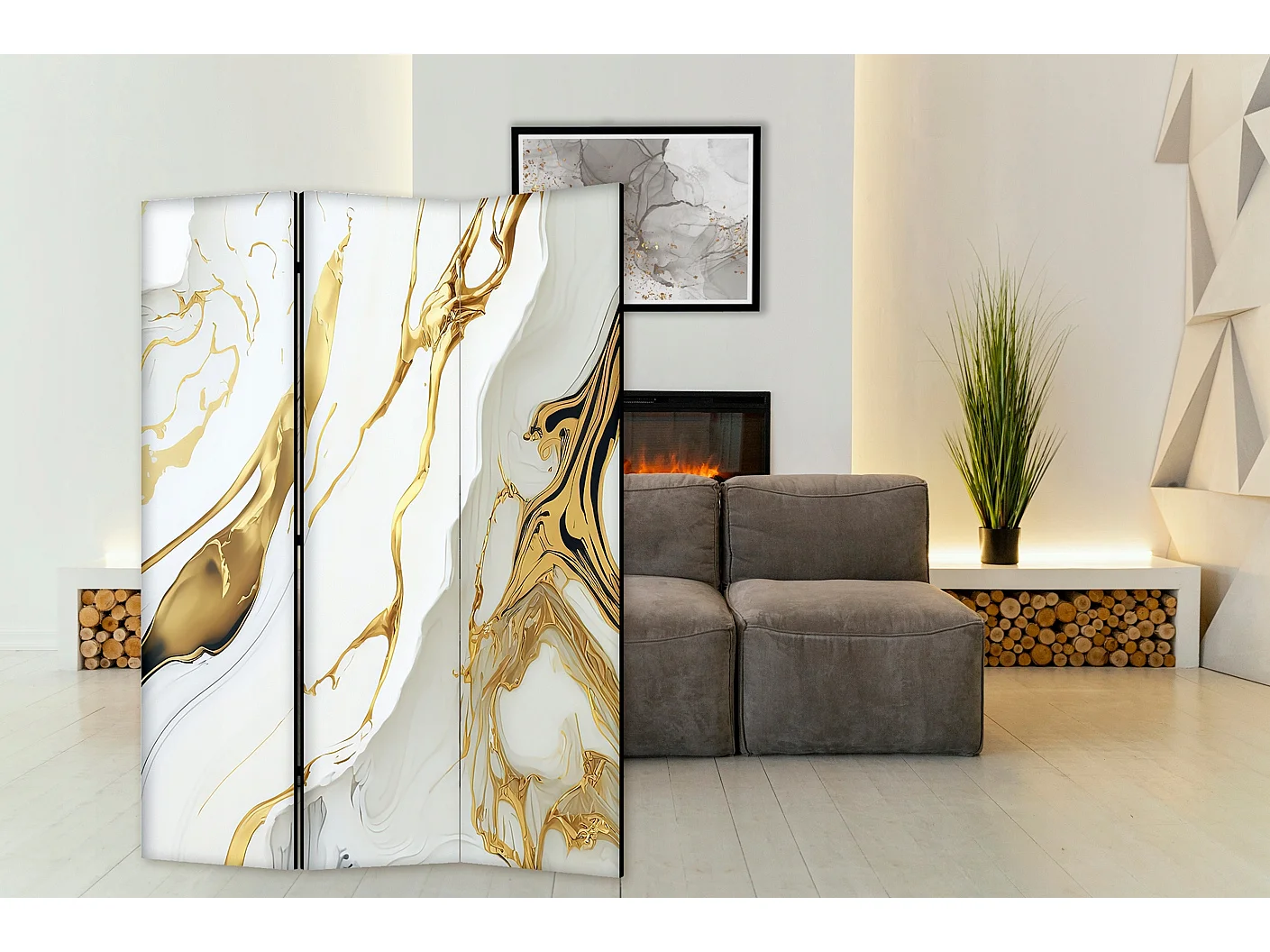 Raumteiler Foto Paravent Textur 135x172 cm beidseitig auf Vlies-Leinwand Bedruckt Trennwand Spanische Wand Sichtschutz Raumtrenner Design Ornament