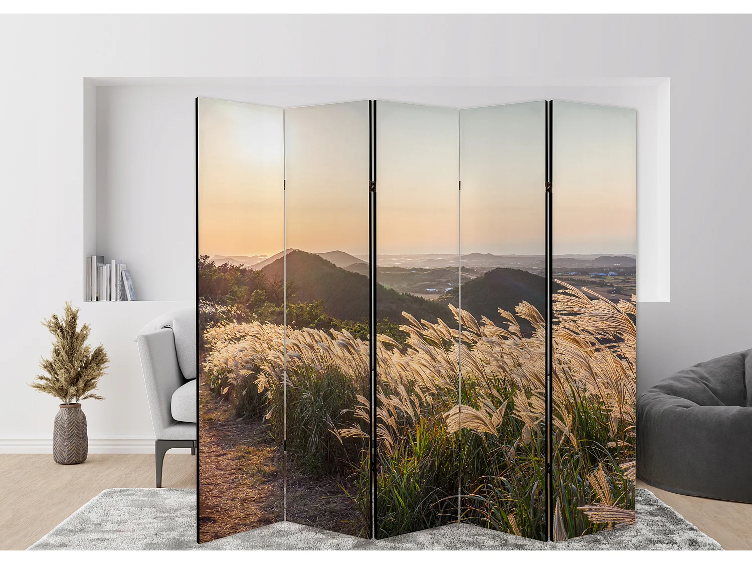 Raumteiler Foto Paravent Textur 225x172 cm beidseitig auf Vlies-Leinwand Bedruckt Trennwand Spanische Wand Sichtschutz Raumtrenner Design Ornament