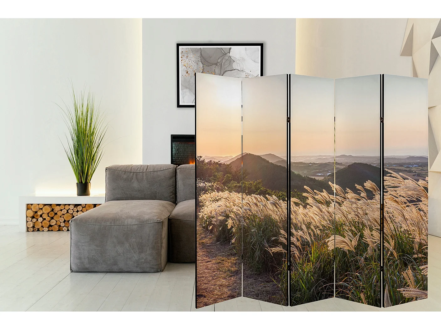 Raumteiler Foto Paravent Textur 225x172 cm beidseitig auf Vlies-Leinwand Bedruckt Trennwand Spanische Wand Sichtschutz Raumtrenner Design Ornament