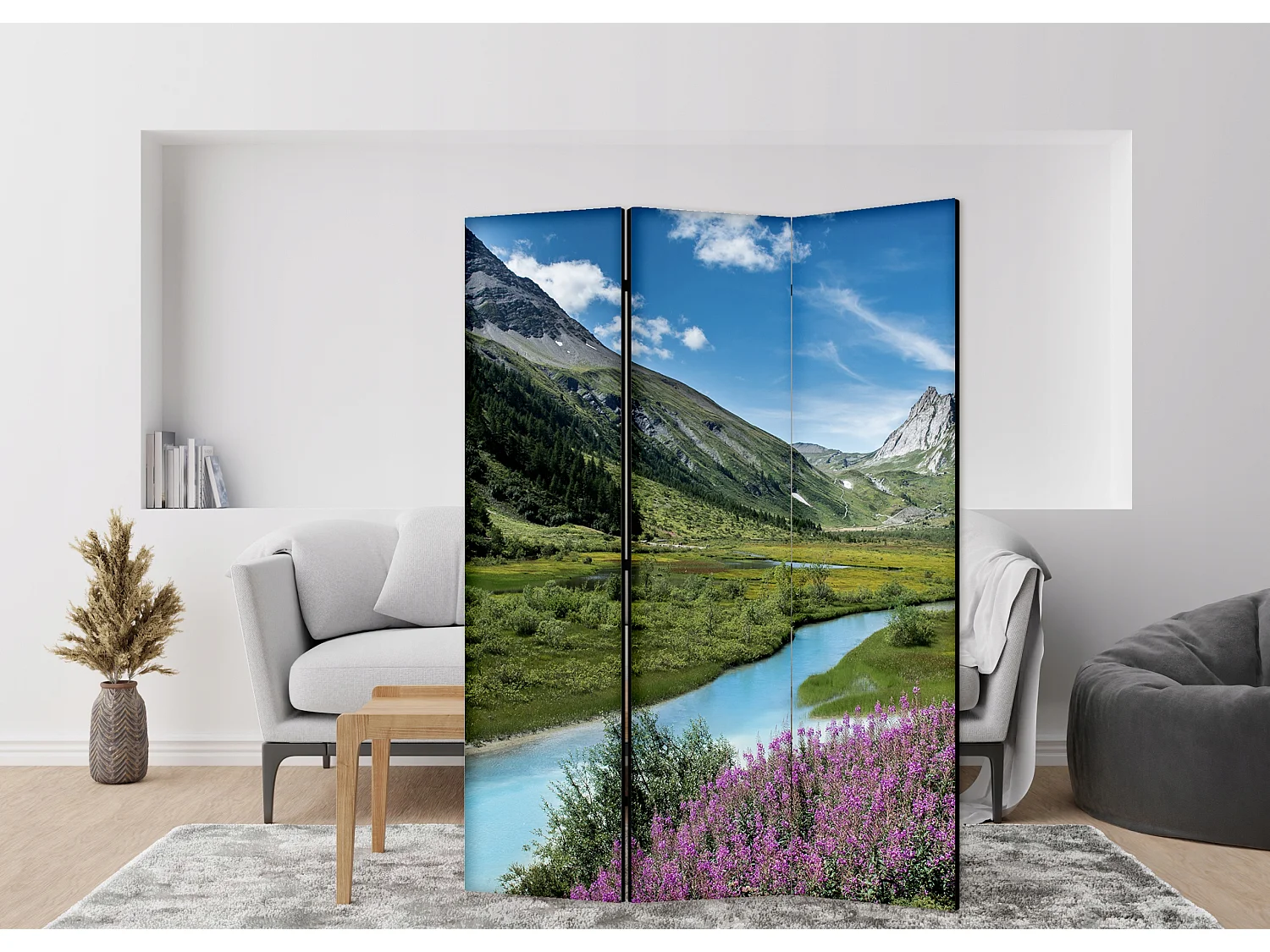 Raumteiler Foto Paravent Textur 135x172 cm beidseitig auf Vlies-Leinwand Bedruckt Trennwand Spanische Wand Sichtschutz Raumtrenner Design Ornament