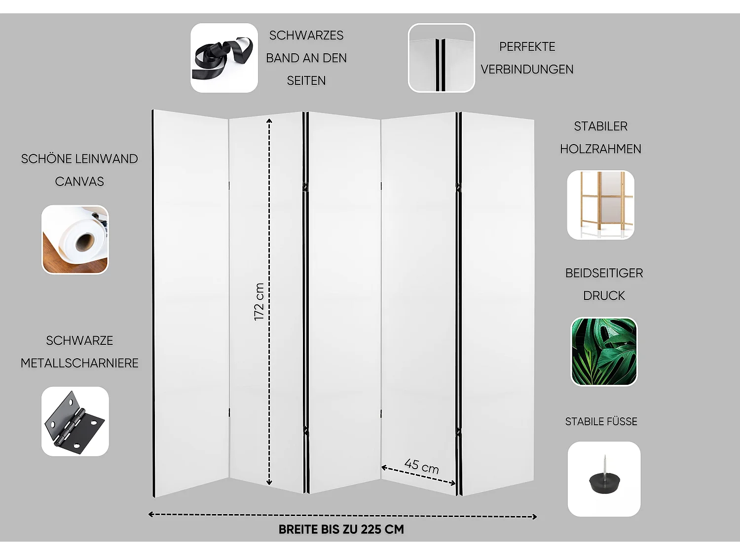 Raumteiler Foto Paravent Textur 225x172 cm beidseitig auf Vlies-Leinwand Bedruckt Trennwand Spanische Wand Sichtschutz Raumtrenner Design Ornament