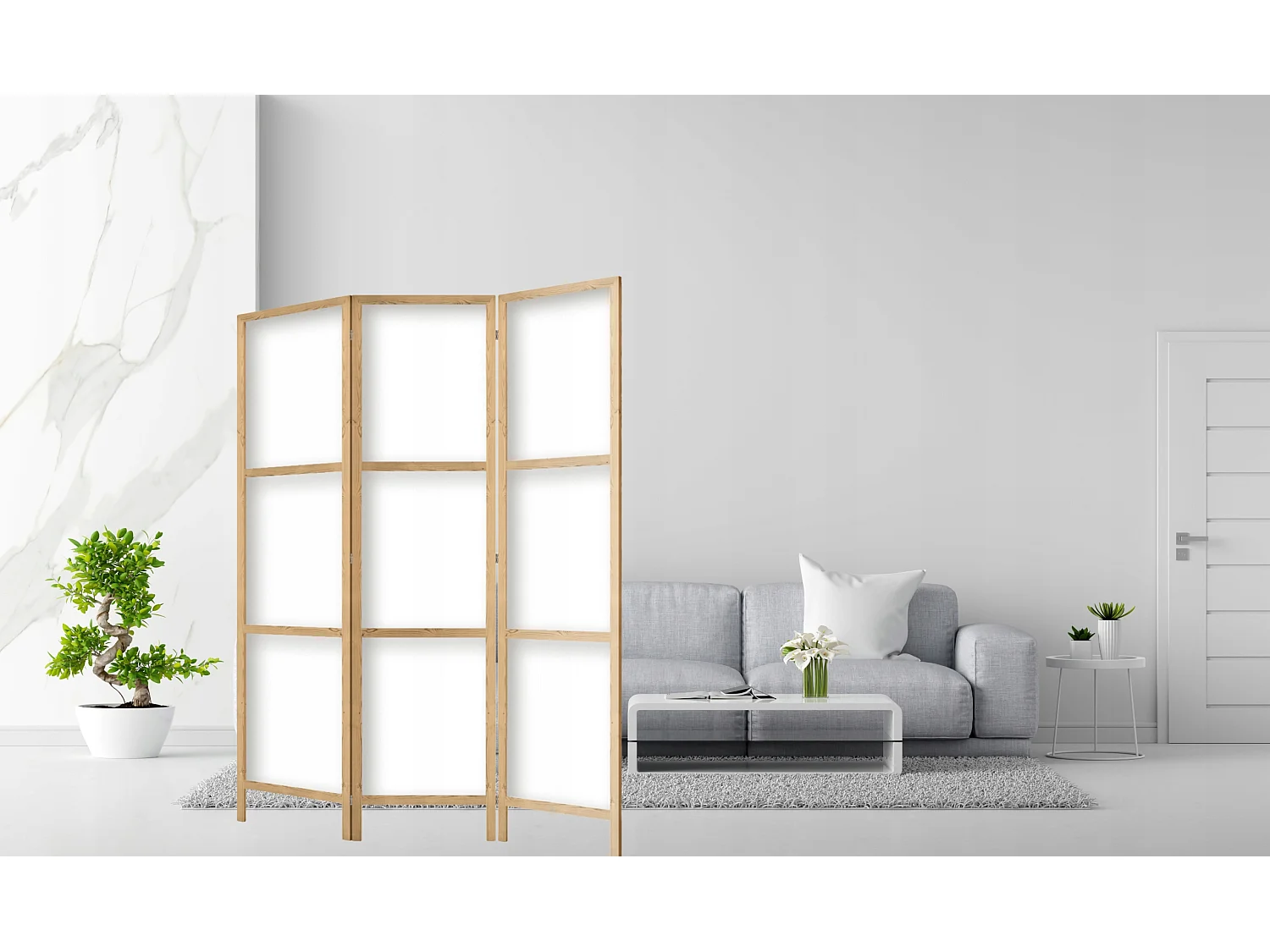 Paravent Innen Raumteiler Holz Japan 135x172 cm 3-teilig Japanische Trennwand Raumtrenner Room Divider Mobiler Sichtschutz Spanische Wand Raum Abtrennung