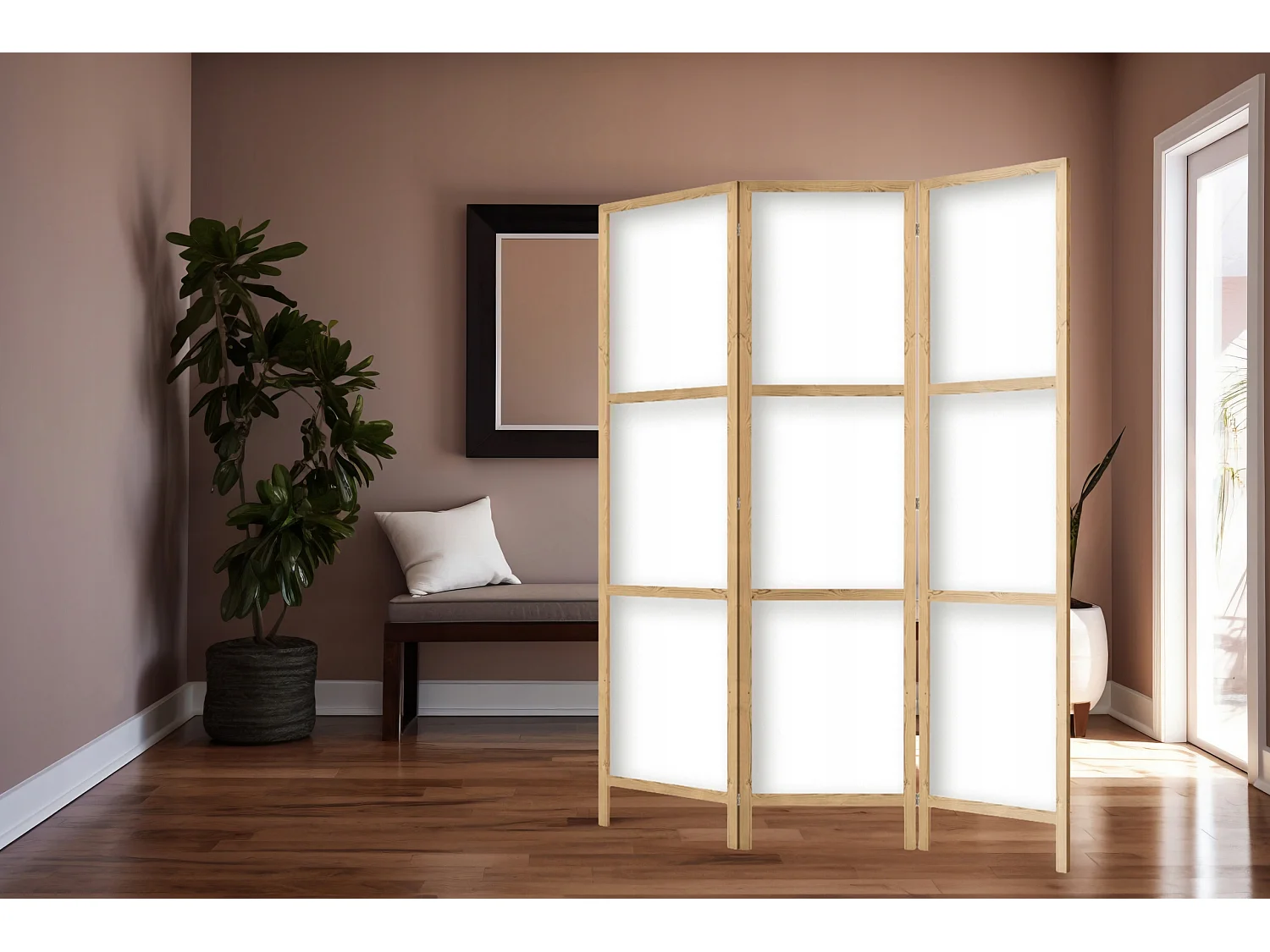 Paravent Innen Raumteiler Holz Japan 135x172 cm 3-teilig Japanische Trennwand Raumtrenner Room Divider Mobiler Sichtschutz Spanische Wand Raum Abtrennung