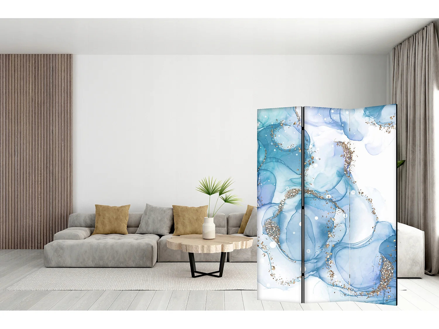 Raumteiler Foto Paravent Textur 135x172 cm beidseitig auf Vlies-Leinwand Bedruckt Trennwand Spanische Wand Sichtschutz Raumtrenner Design Ornament