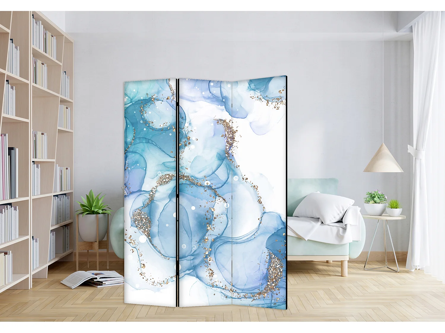 Raumteiler Foto Paravent Textur 135x172 cm beidseitig auf Vlies-Leinwand Bedruckt Trennwand Spanische Wand Sichtschutz Raumtrenner Design Ornament