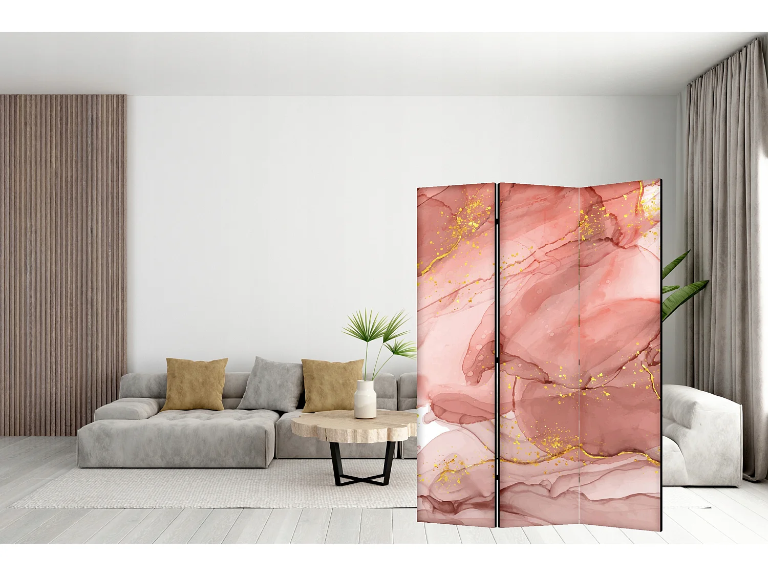 Raumteiler Foto Paravent Textur 135x172 cm beidseitig auf Vlies-Leinwand Bedruckt Trennwand Spanische Wand Sichtschutz Raumtrenner Design Ornament