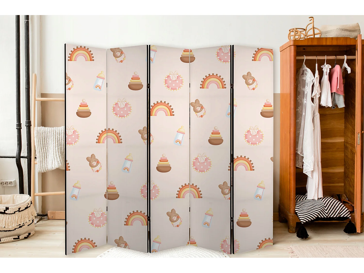 Raumteiler Foto Paravent Textur 225x172 cm beidseitig auf Vlies-Leinwand Bedruckt Trennwand Spanische Wand Sichtschutz Raumtrenner Design Ornament