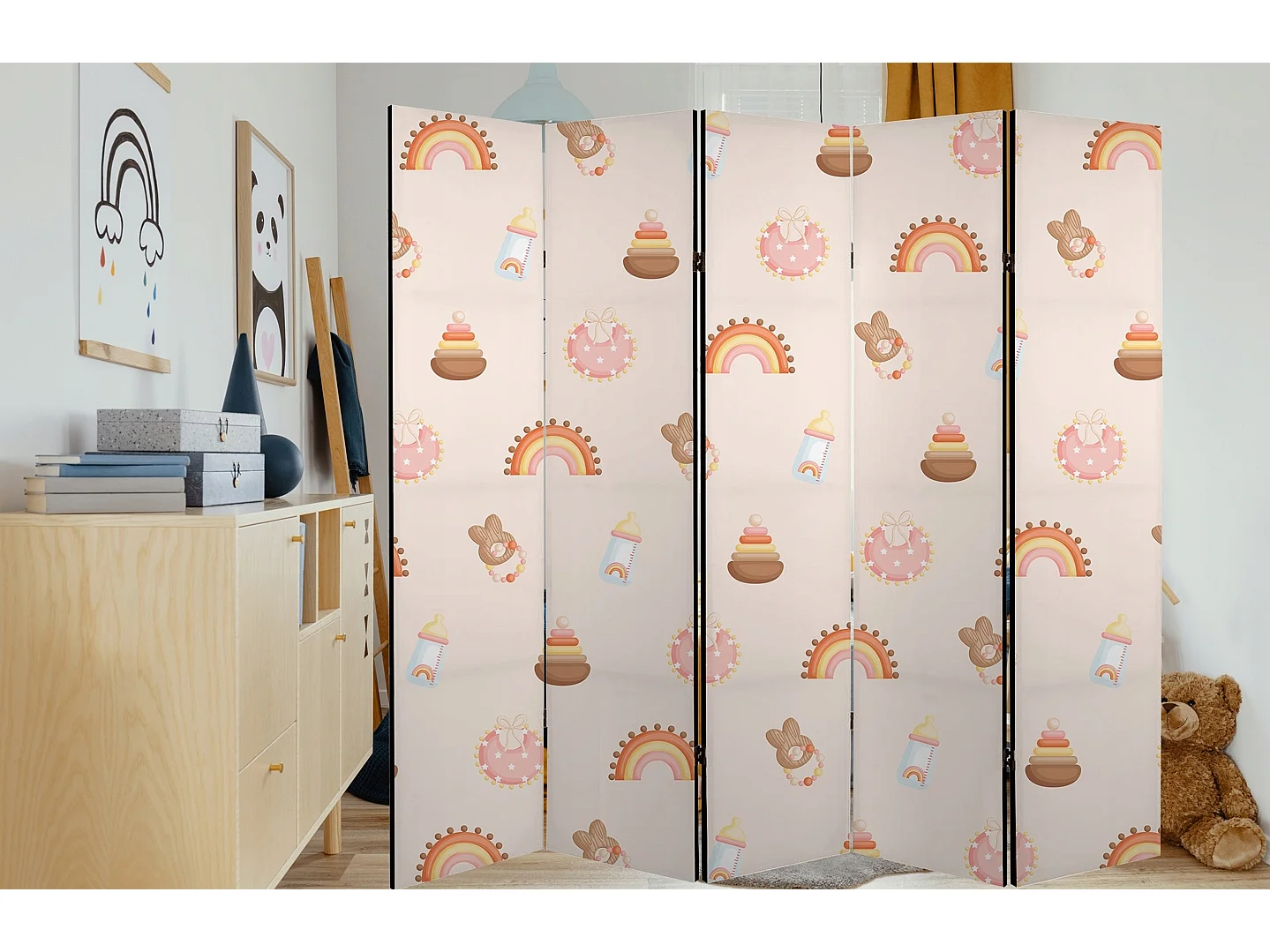 Raumteiler Foto Paravent Textur 225x172 cm beidseitig auf Vlies-Leinwand Bedruckt Trennwand Spanische Wand Sichtschutz Raumtrenner Design Ornament