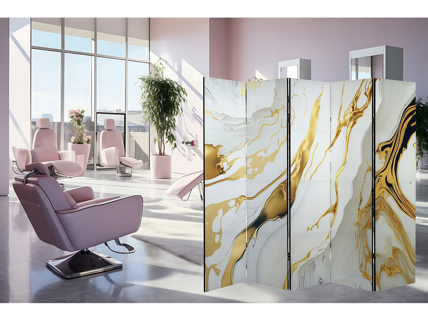 Raumteiler Foto Paravent Textur 225x172 cm beidseitig auf Vlies-Leinwand Bedruckt Trennwand Spanische Wand Sichtschutz Raumtrenner Design Ornament