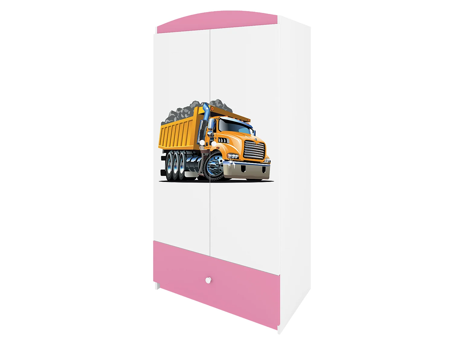 Kinderkleiderschrank Babydreams Drehtürenschrank Kleiderschrank Lastwagen Hellrosa