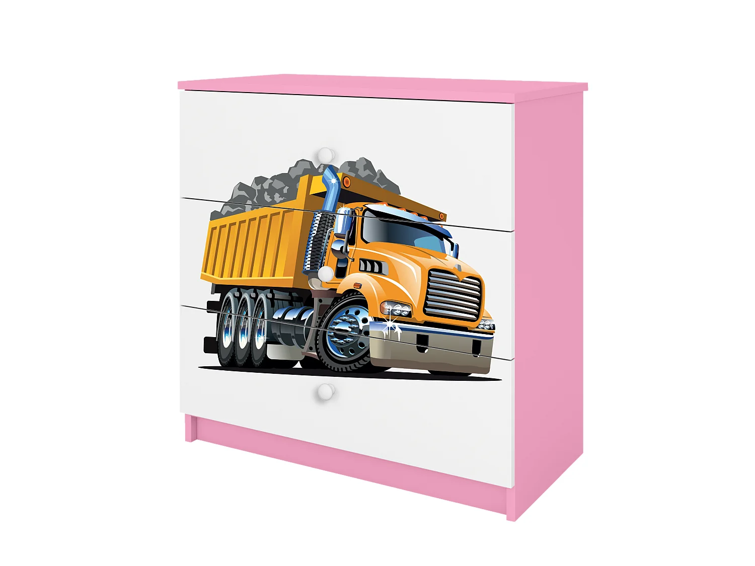 Kinderkommode mit Schubladen Lastwagen in der Farbe Rosa Babydreams