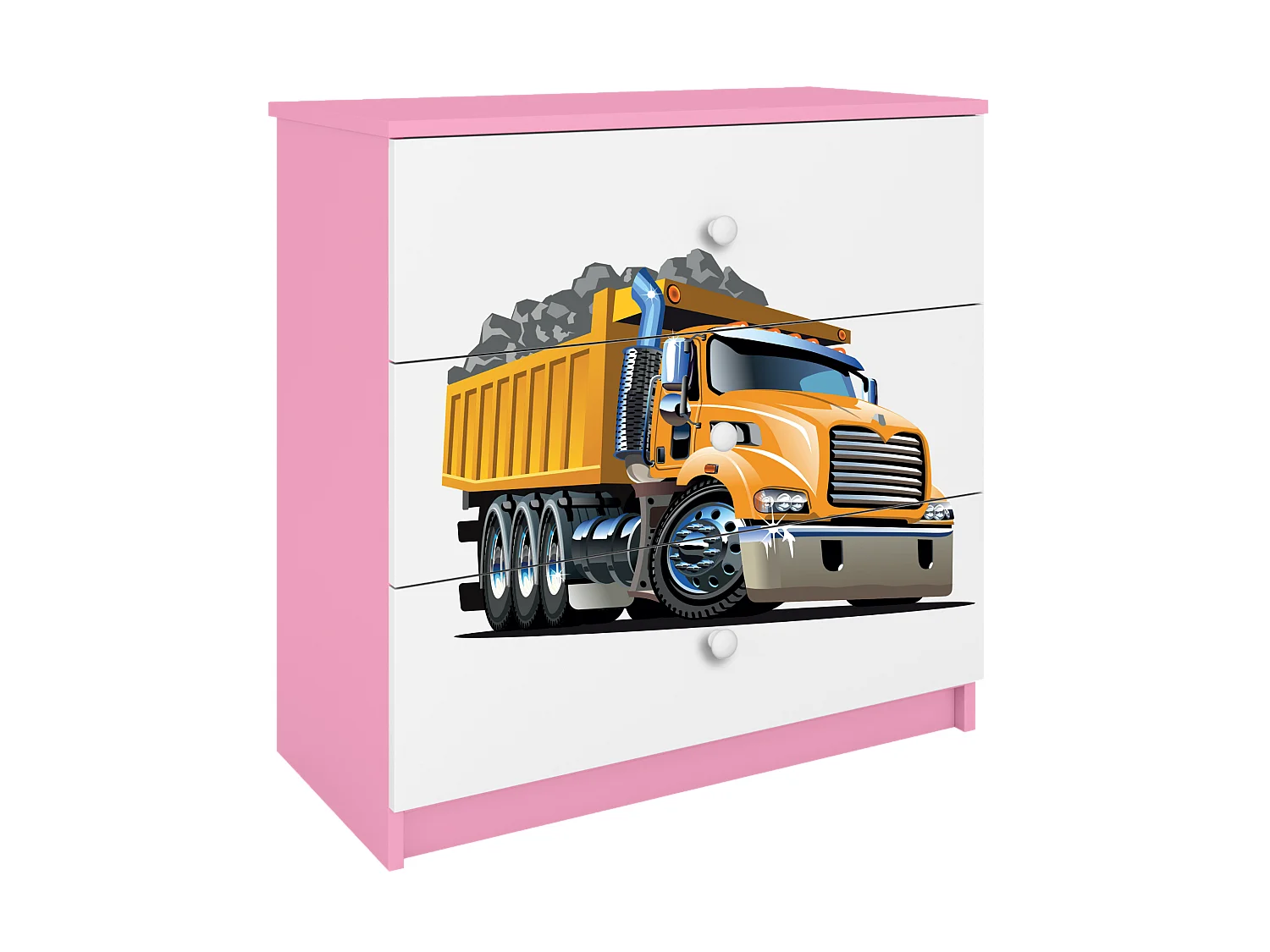 Kinderkommode mit Schubladen Lastwagen in der Farbe Rosa Babydreams